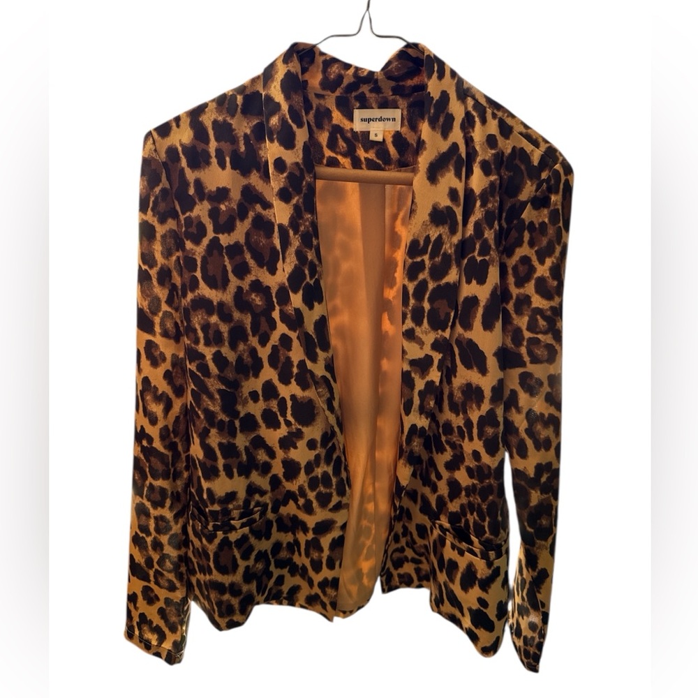 Superdown Brown and Black Leopard Print Blazer